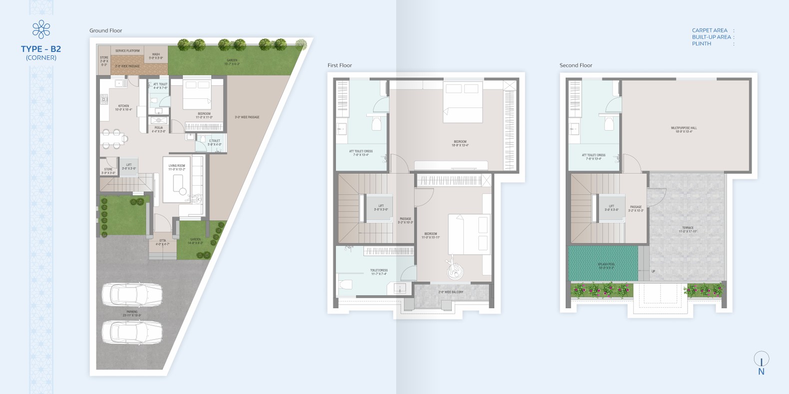4 BHK Type B2 Floor Plan 