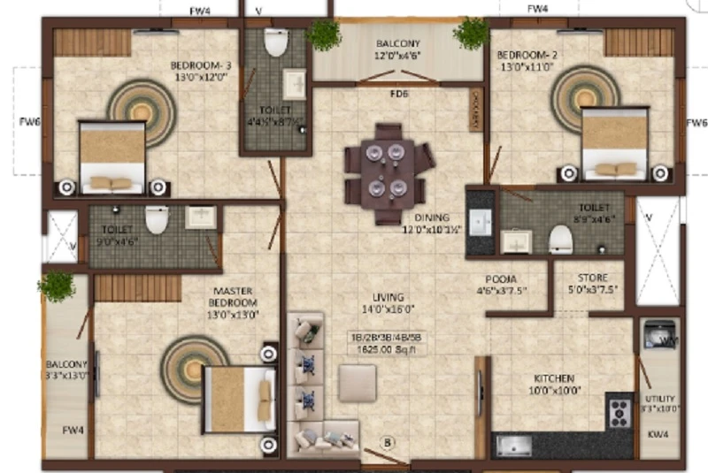 India Builders Mayuri Mantra Floor Plan 01