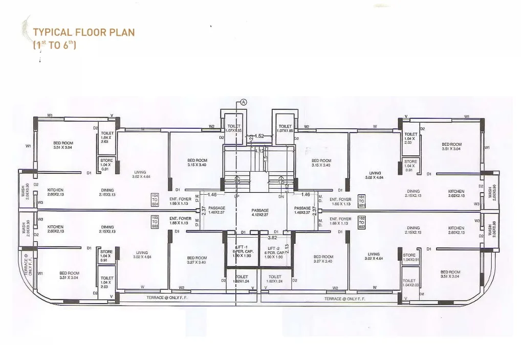 Typical 1st to 6th Floor Plan